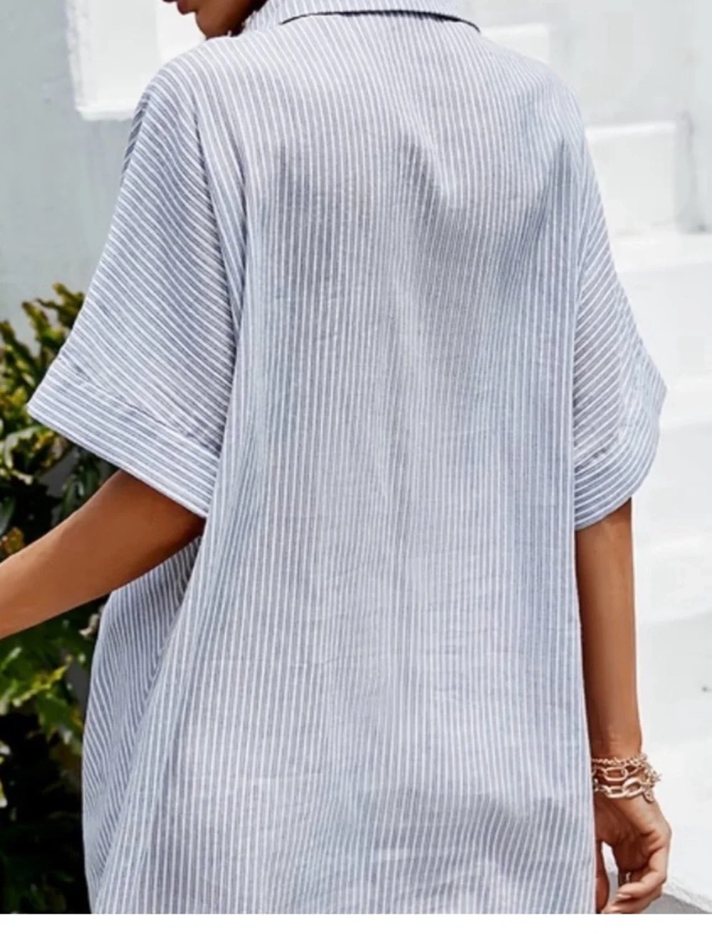 Cupshe NWT S Blue and White Striped KNOT Front Coverup MINI DRESS